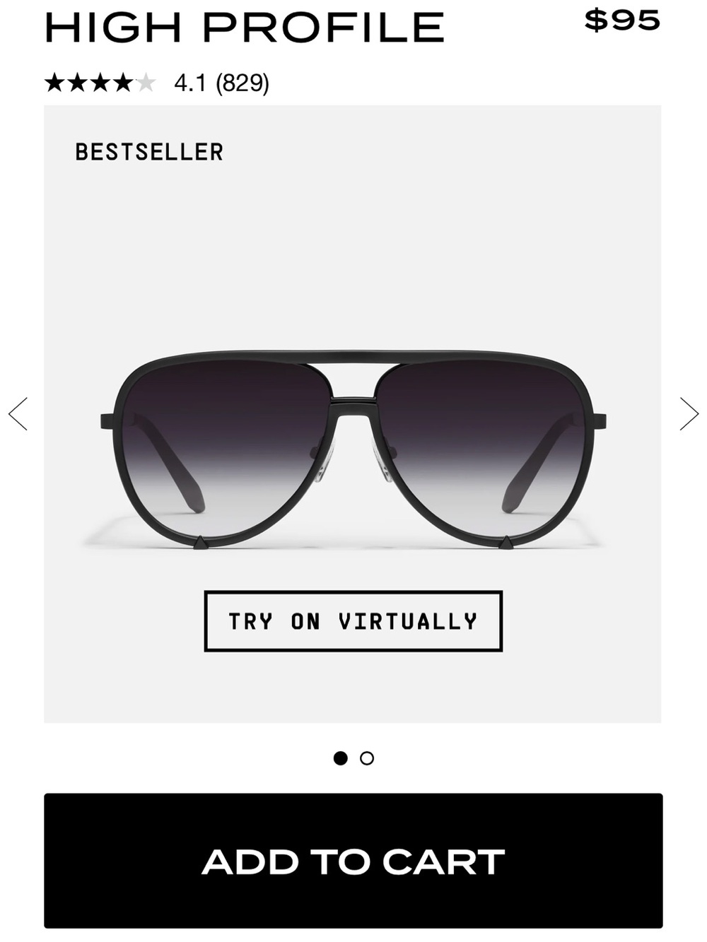 Quay Australia High Profile Black Gradient Aviator Sunglasses